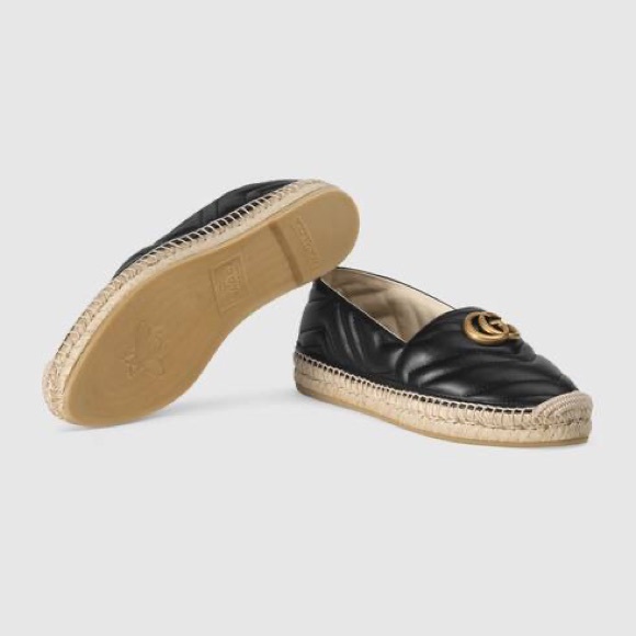 Leather espadrille with Double G - Picture 1 of 3